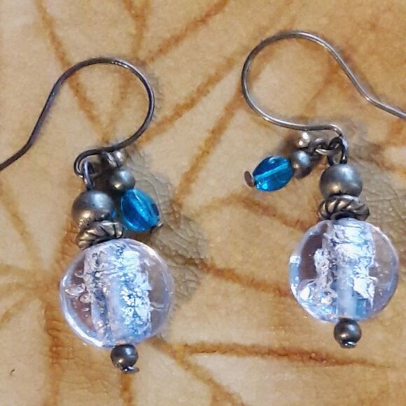 NEW Earrings Letter in a Bottle earrings Foil Glass bead earrings blue 511#fs- - Picture 3 of 6